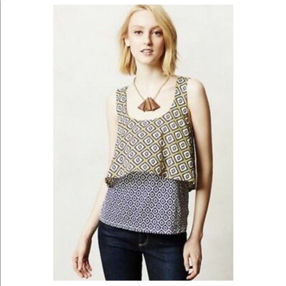 Anthropologie Tops - Anthropologie | Meadow Rue Geometric 2 Layer Tank